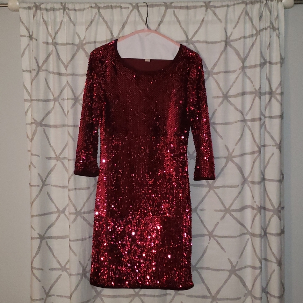 Maroon Sequins Dress